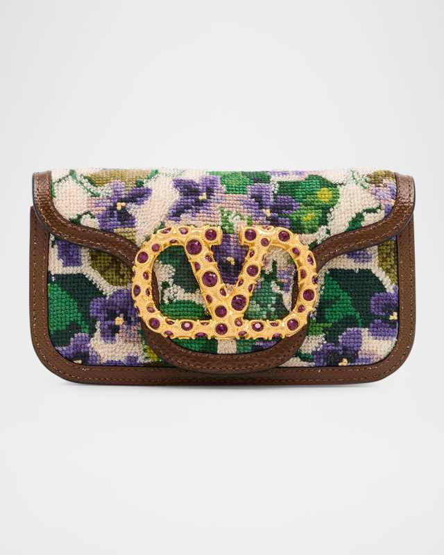 Loco Embroidered Small Shoulder Bag with Jewel Logo